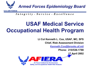 Air Force Occupational Health Program Summary by LtCol Cox
