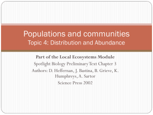 Topic 4: Distribution and Abundance - PrelimBio