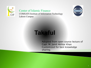 The Concept of Takaful adopted by Capt. M. Jamil Akhtar Khan