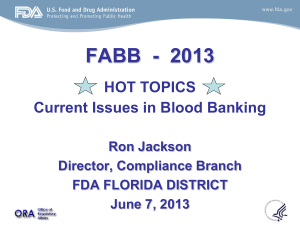 SESSION 1 FDA - The Florida Association of Blood Banks