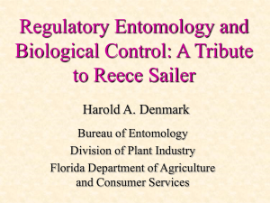 Regulatory Entomology and Biological Control