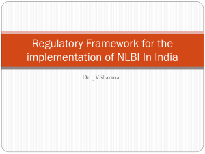 Regulatory Framework for the implementation of NLBI In India