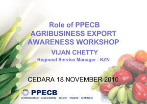 Role of PPECB AGRIBUSINESS EXPORT AWARENESS
