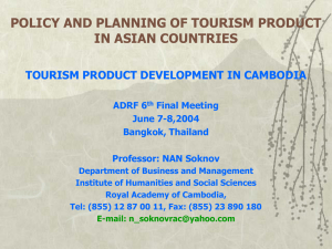 Policy and Planning of Tourism Product Development in Cambodia