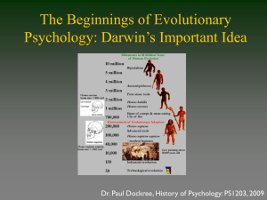 Lecture 9: The Beginnings of Evolutionary Psychology