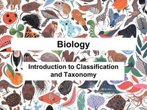 Biology Introduction to Classification and Taxonomy