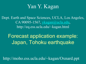 Forecast application example: Japan, Tohoku earthquake