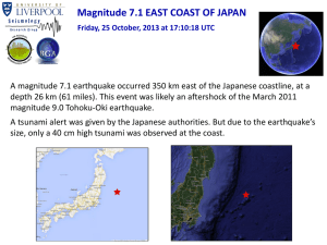Magnitude 7.1 EAST COAST OF JAPAN Friday, 25 October, 2013 at