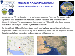 Magnitude 7.7 AWARAN, PAKISTAN Tuesday, 24 September, 2013