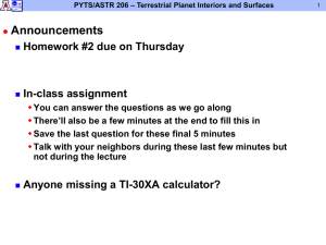 PYTS/ASTR 206 – Terrestrial Planet Interiors and Surfaces