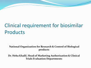 Clinical requirement for biosimilar Products