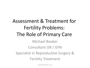 Assessment & Treatment for Fertility Problems: The Role