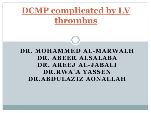 DCMP complicated by LV thrombus