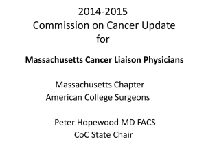 2014-2015 CoC Update for Massachusetts Cancer