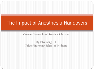 The Impact of Anesthesia Handovers