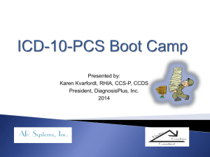 ICD-10 – PCS, the new Inpatient Surgical coding