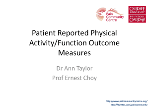 Pain Reported Physical Activity Outcome Measures