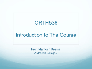 Introduction to ORTH536 Course