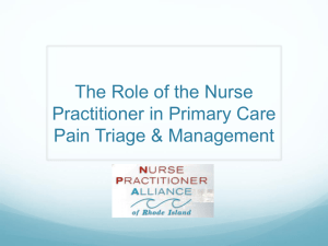 The Role of the Nurse Practitioner in Primary Care pain Triage