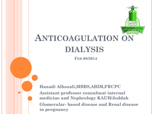 Anticoagulation on dialysis Feb 08/2014