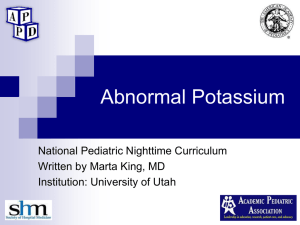 Abnormal Potassium - Presentation