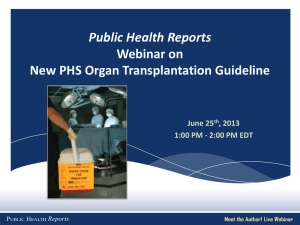 Public Health Reports Meet the Author! Live Webcast