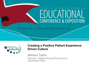 Creating a Positive Patient Experience Driven Culture