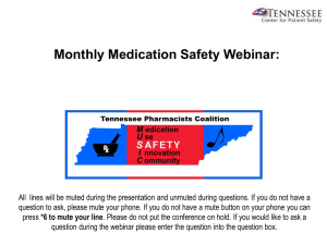 Monthly Medication Safety Webinar - Tennessee Center for Patient