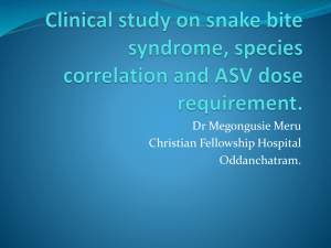 Clinical study on snake bite syndrome, species correlation and ASV