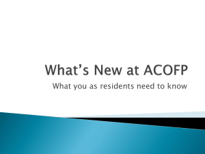 What*s New at ACOFP