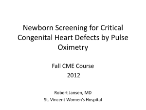 Newborn Screening for Critical Congenital Heart Defects