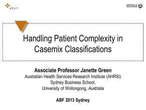 Handling patient complexity in casemix classifications