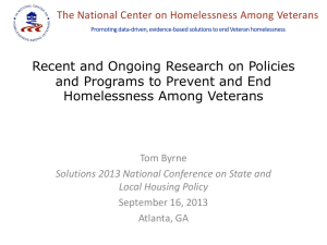 Homelessness Prevention and Rapid Rehousing for Veteran Families