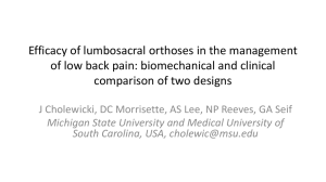 Efficacy of lumbosacral orthoses