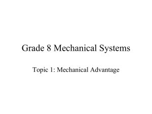 Grade 8 Mechanical Systems Mechanical Advantage