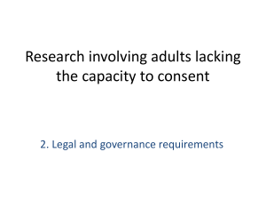 Research involving adults lacking the capacity to consent Legal