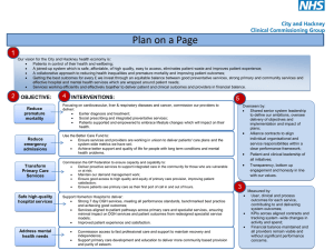 Plan on a Page - NHS City And Hackney CCG
