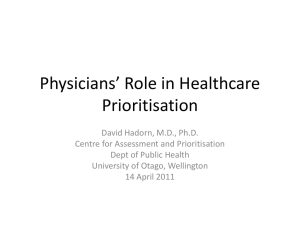 Prioritising Health Care in NZ