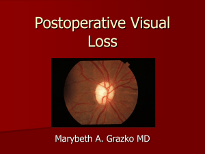 Post-operative visual loss, risk factors, mechanisms and prevention