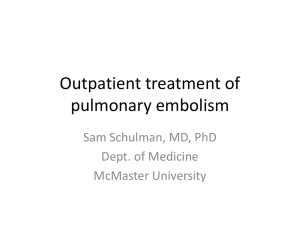 Outpatient treatment of pulmonary embolism
