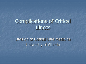 Nutritional Support in the ICU - Division of Critical Care