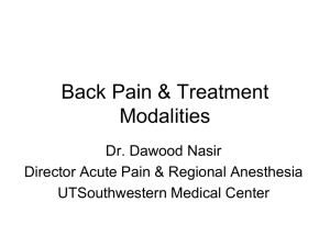 Back Pain & Treatment modalities