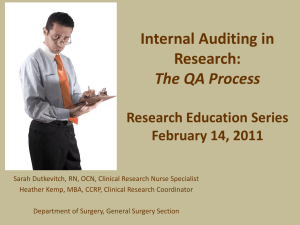 Internal Auditing in Research: The QA Process