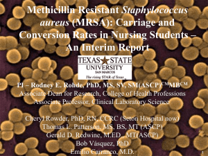 Methicillin Resistant Staphylococcus aureus (MRSA): Carriage