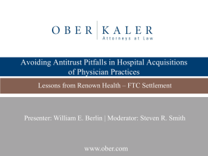 Avoiding Antitrust Pitfalls in Hospital Acquisitions of