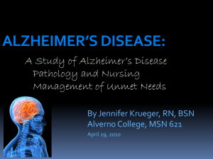 Jennifer Krueger, 2011. Alzheimer`s Disease
