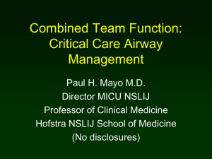 Critical Airway Management – Dr Mayo