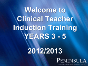 Year 3-5 Clinical Teacher Induction Training 2012/13