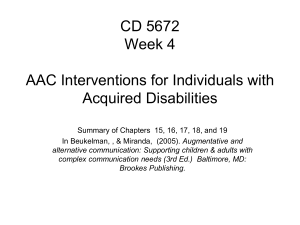 AAC Interventions for Individuals with Acquired Disabilities