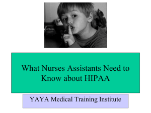 Hippa PPT - YAYA Medical Training Institute